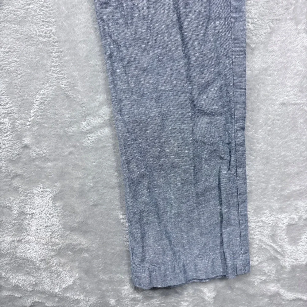 Banana Republic Aiden Chino Pants Mens 35x30 Blue Grey Linen Cotton Blend Slim